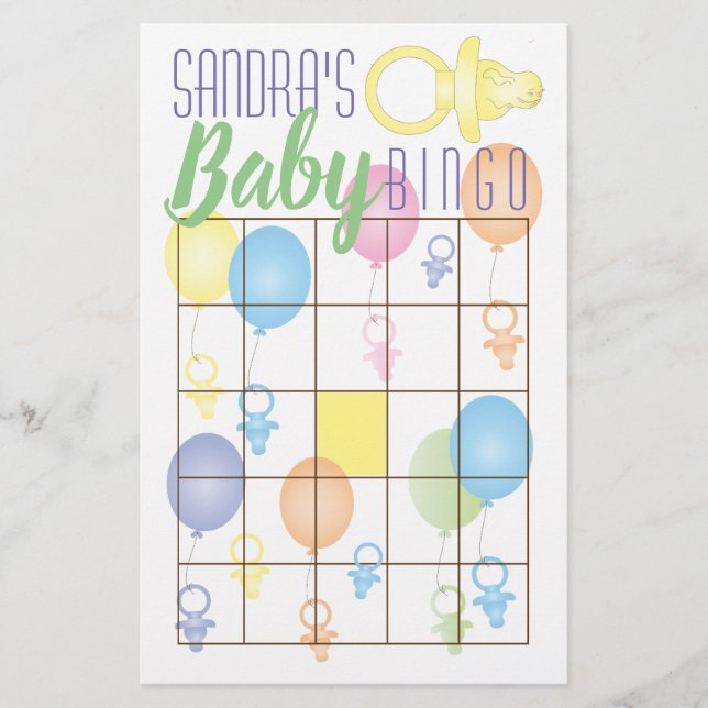 Prospectus 14 Cm X 21,6 Cm Baby shower BINGO Paci Bunny (Devant)