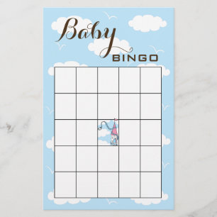Prospectus 14 Cm X 21,6 Cm Baby shower BINGO Rose/Bleu/Château
