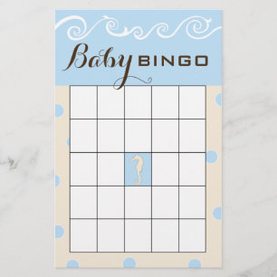 Prospectus 14 Cm X 21,6 Cm Baby shower BINGO Sea Mobile Cream/Bleu