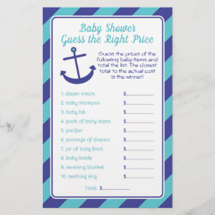 Prospectus 14 Cm X 21,6 Cm Baby shower d'Ancres nautiques jeu de prix bleu