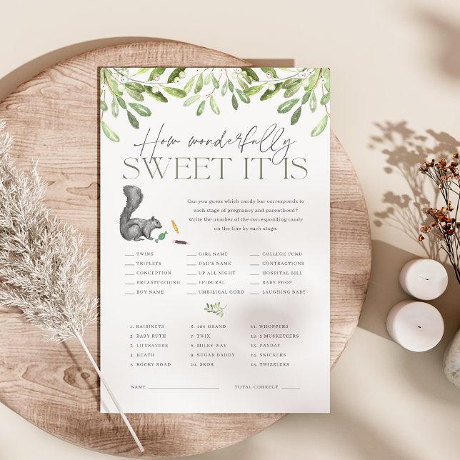 Prospectus 14 Cm X 21,6 Cm Baby shower d'écureuil de forêt bonbons jeu de dev (Créateur téléchargé)