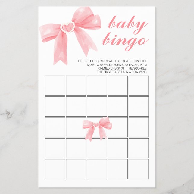 Prospectus 14 Cm X 21,6 Cm Baby shower floral Bow rose Bingo (Devant)
