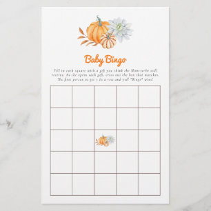 Prospectus 14 Cm X 21,6 Cm Baby shower Game Bingo Little Pumkin Chute Cute