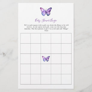 Prospectus 14 Cm X 21,6 Cm Baby shower papillon Bingo Jeu élégant Script
