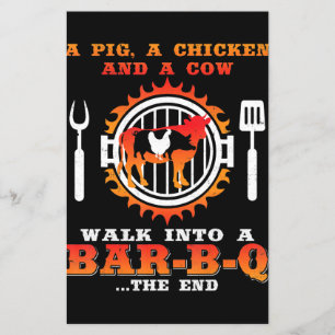 Prospectus 14 Cm X 21,6 Cm BBQ   A Pig And A Chicken Walk Into A Bar BBQ