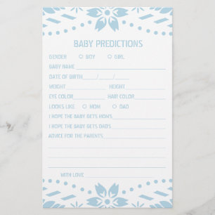 Prospectus 14 Cm X 21,6 Cm Bébé prédictions jeu Bébé bleu garçon douche