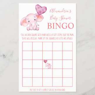 Prospectus 14 Cm X 21,6 Cm Bingo Baby Elephant Baby shower carte de jeu