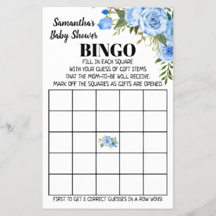 Prospectus 14 Cm X 21,6 Cm Bingo Baby Shower Bleu carte de jeu anglais espagn