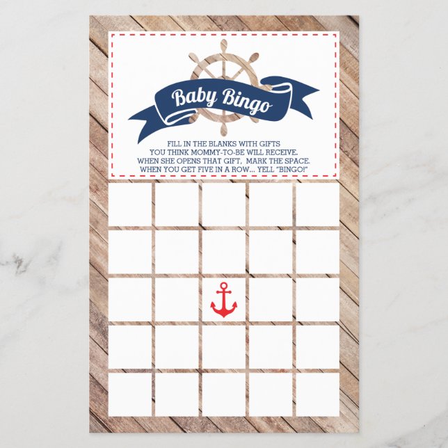 Prospectus 14 Cm X 21,6 Cm Bingo baby shower, Nautique (Devant)