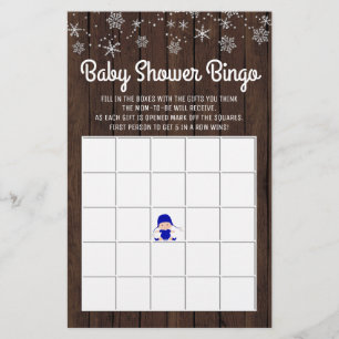 Prospectus 14 Cm X 21,6 Cm Bingo de Baby Shower Garçon Flocon de Neige Rustiq
