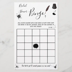 Prospectus 14 Cm X 21,6 Cm Bingo Fête des mariées   Carte de jeu Stylo et Ink
