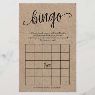 Prospectus 14 Cm X 21,6 Cm Bingo Rustique Baby shower Kraft, Carte de jeu en 