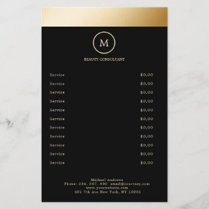 Prospectus 14 Cm X 21,6 Cm Black Gold Stripe Monogramm Circle Flyer