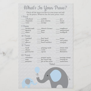 Prospectus 14 Cm X 21,6 Cm Blue Elephant Baby shower Ce qui est dans votre sa