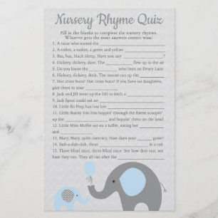 Prospectus 14 Cm X 21,6 Cm Blue Elephant Baby shower Nursery Rhyme Jeu