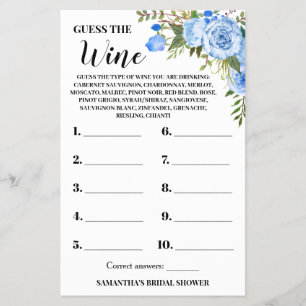 Prospectus 14 Cm X 21,6 Cm Blue Guess the Wine Couples Douche Carte