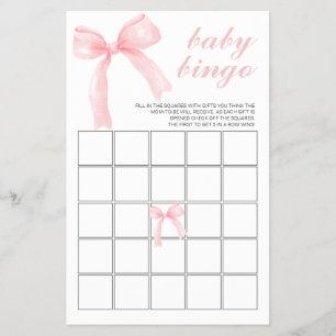 Prospectus 14 Cm X 21,6 Cm Bow rose En vichy Baby shower Bingo