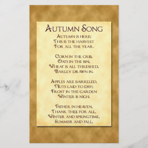 Prospectus 14 Cm X 21,6 Cm Brochure de poème de récolte de chansons d'automne