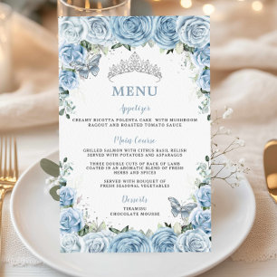 Prospectus 14 Cm X 21,6 Cm Budget Bébé Bleu Floral Sweet 16 Quinceañera Menu