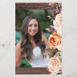 Prospectus 14 Cm X 21,6 Cm Budget Blush & Peach Floral Rustic Grad Photo MED