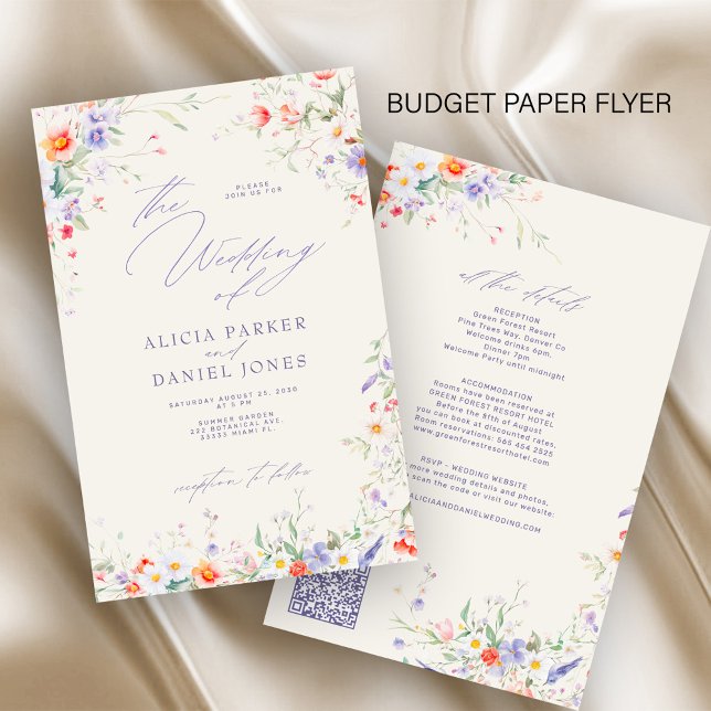 Prospectus 14 Cm X 21,6 Cm Budget elegant all in one wedding invitation (Créateur téléchargé)