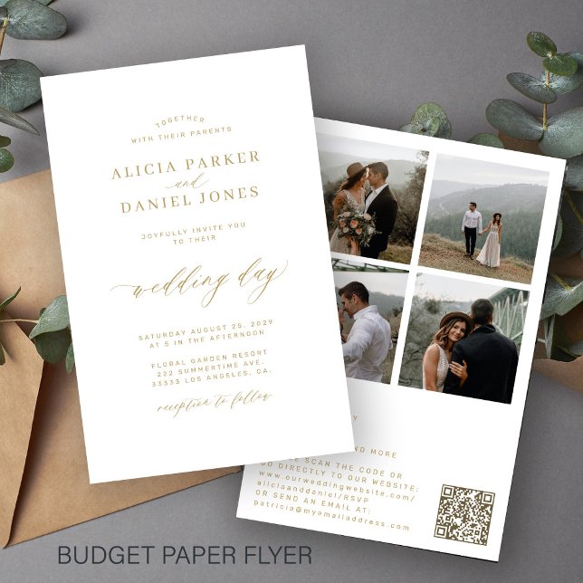 Prospectus 14 Cm X 21,6 Cm Budget moderne code QR 4 photo tout en un mariage (Créateur téléchargé)