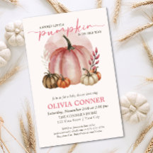 BUDGET Petite fille Citrouille Baby shower Invitat