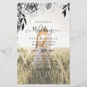 Prospectus 14 Cm X 21,6 Cm Budget Rose noir PHOTO OVERLAY Mariage Invitation