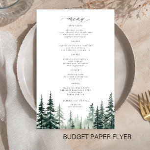 Prospectus 14 Cm X 21,6 Cm Budget rustique pins mariage menu