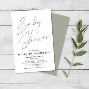 Prospectus 14 Cm X 21,6 Cm Budget Sage Vert Baby shower de script simple FLYE