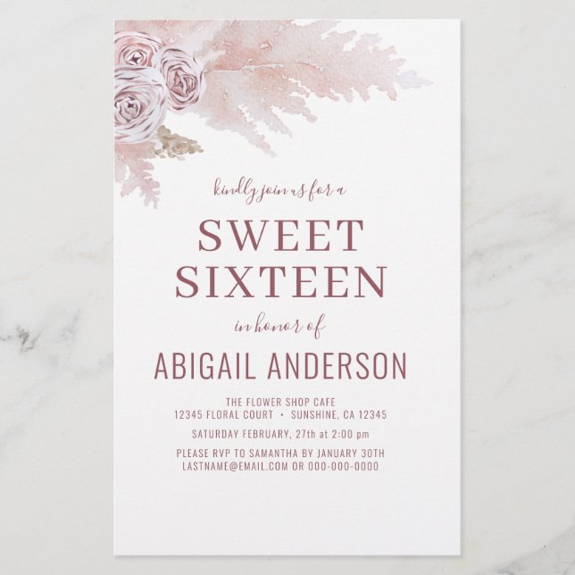 Prospectus 14 Cm X 21,6 Cm Budget Sweet sixteen Boho Chic Anniversaire Invita (Devant)
