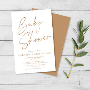 Prospectus 14 Cm X 21,6 Cm Budget Tan Earth Tones Script Baby shower FLYER