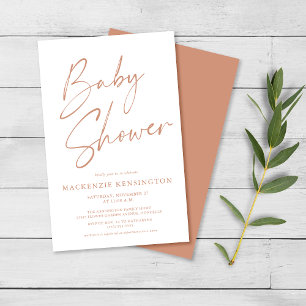 Prospectus 14 Cm X 21,6 Cm Budget Terracotta Simple Script Baby shower FLYER