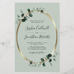 Prospectus 14 Cm X 21,6 Cm Budget tout en un Mariage Eucalyptus Sage