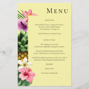 Prospectus 14 Cm X 21,6 Cm Budget Tropical Hawaiian Floral Menu - Jaune MED F