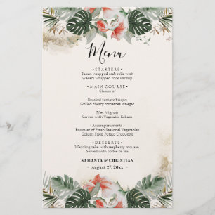 Prospectus 14 Cm X 21,6 Cm Budget Tropical Palm Greenery Menu Mariage