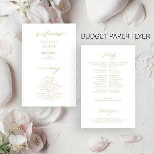 Prospectus 14 Cm X 21,6 Cm Budget typographie or programme de mariage simple