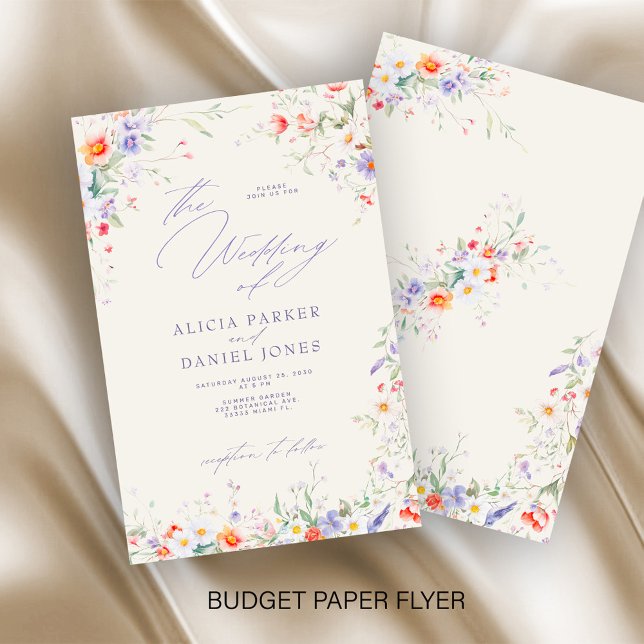 Prospectus 14 Cm X 21,6 Cm Budget watercolor floral wedding invitation (Créateur téléchargé)