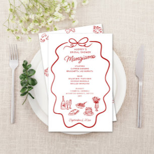 Prospectus 14 Cm X 21,6 Cm Cadre de menu de mariage That's Amore Red Doodle