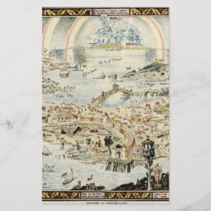 Prospectus 14 Cm X 21,6 Cm Carte ancienne de Fairyland par Bernard Sleigh
