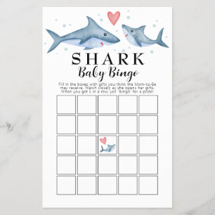 Prospectus 14 Cm X 21,6 Cm Carte de bingo pour bébés Baby shower requin