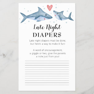 Prospectus 14 Cm X 21,6 Cm Carte de conseils pour bébé requin Shower Late Nig