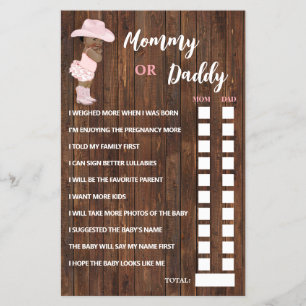 Prospectus 14 Cm X 21,6 Cm Carte de jeu Baby shower AA Cowgirl Maman ou Papa 