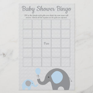 Prospectus 14 Cm X 21,6 Cm Carte de jeu Baby shower de Bingo Blue et Grey Ele