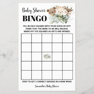 Prospectus 14 Cm X 21,6 Cm Carte de jeu Baby shower de bingo pour animaux de 