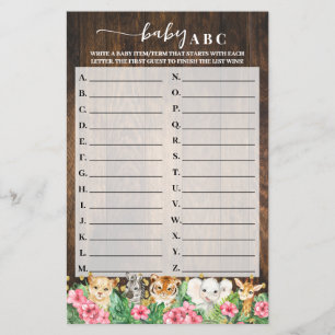 Prospectus 14 Cm X 21,6 Cm Carte de jeu de baby shower Rustic Pink Safari Bab