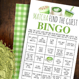 Prospectus 14 Cm X 21,6 Cm Carte de jeu de bingo pour trouver l'invité Matcha