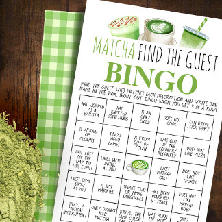 Prospectus 14 Cm X 21,6 Cm Carte de jeu de bingo pour trouver l'invité Matcha