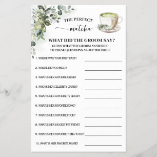 Prospectus 14 Cm X 21,6 Cm Carte de jeu de douche de mariage Greenery Matcha 