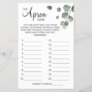 Prospectus 14 Cm X 21,6 Cm Carte de jeu pour Baby Shower Eucalyptus The Apron